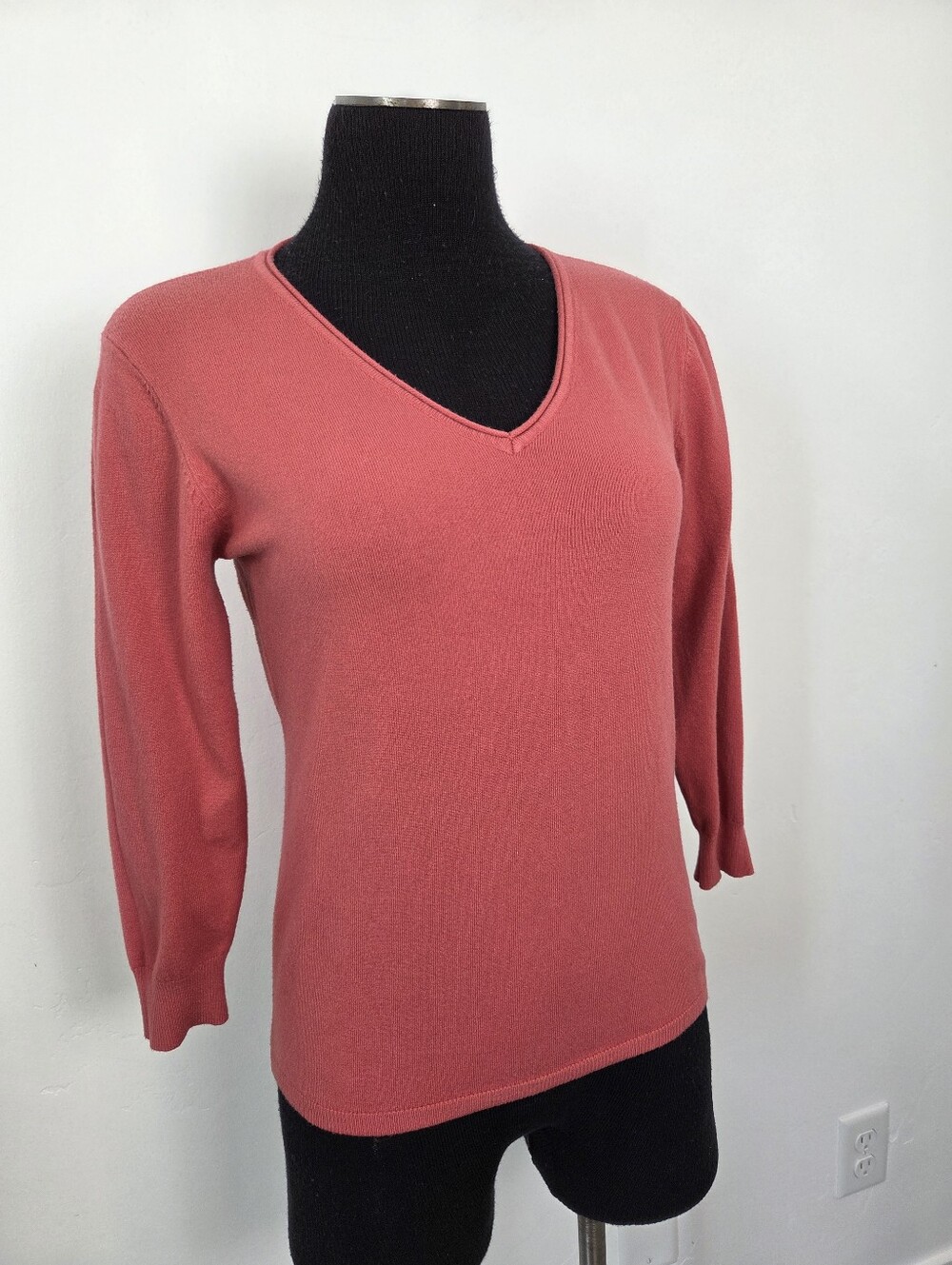 Milano Basics Knit Top Sweater Creamy Brick Red Vermillion Basic Comfy Modest S